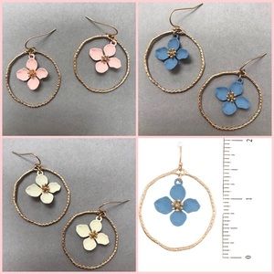 Flower & Hoop Earring, NWT 3 Colors avail.😍